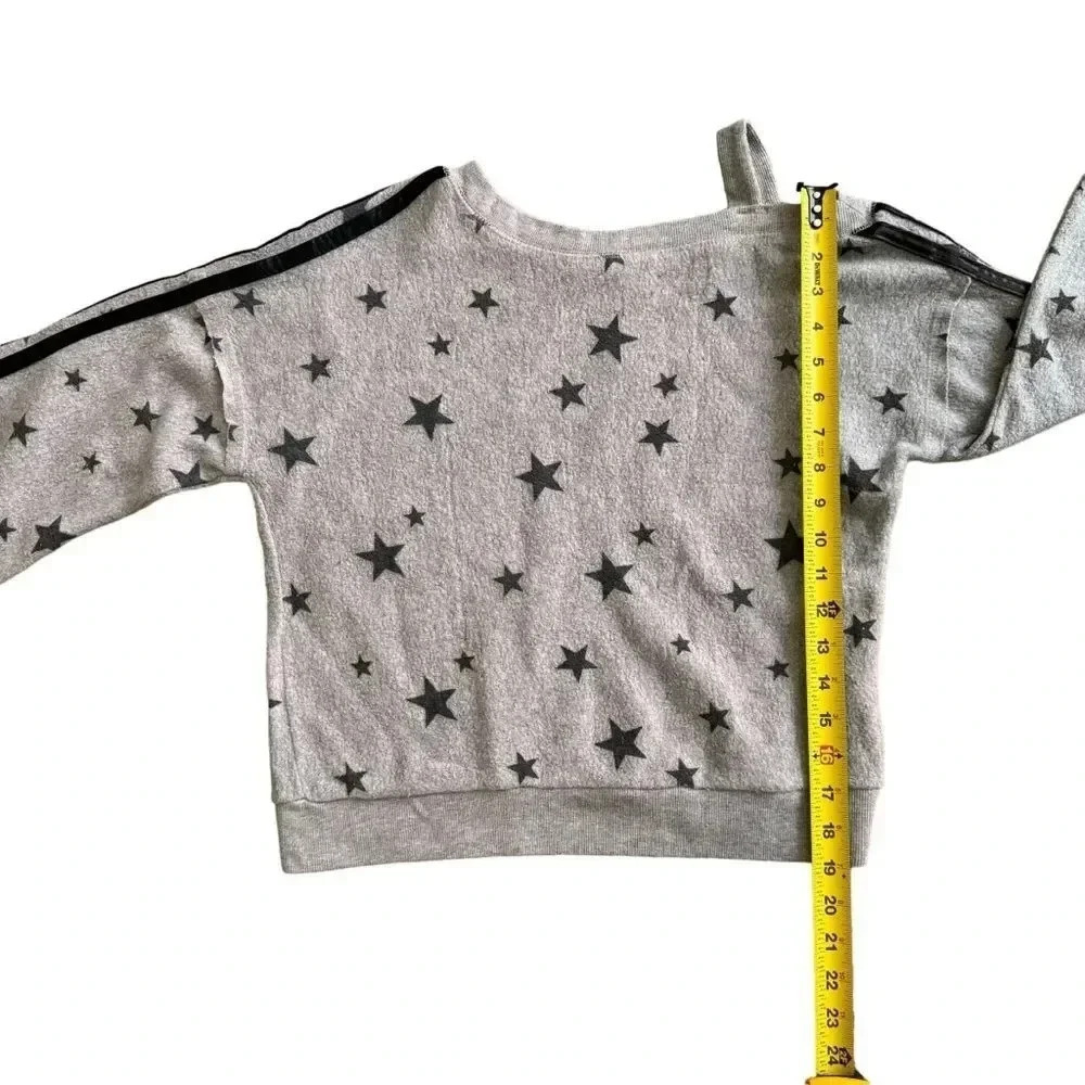 Vintage Havana Stars Grey One Shoulder Sweater Pullover Long Sleeve Size S 7/8 - Picture 3 of 9